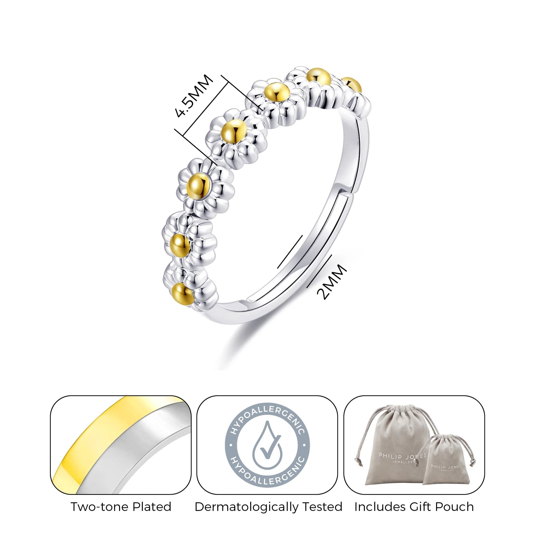 Adjustable Daisy Chain Ring - Philip Jones Jewellery