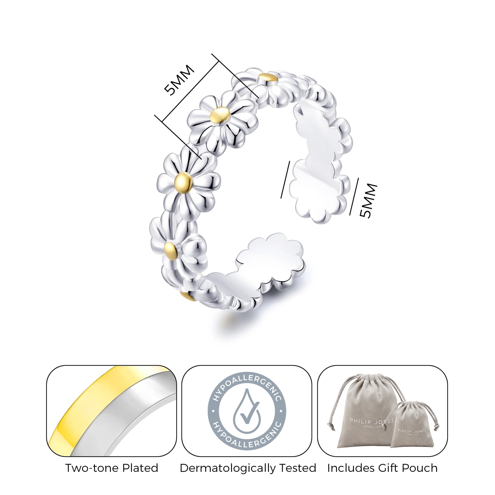 Adjustable Daisy Eternity Ring - Philip Jones Jewellery