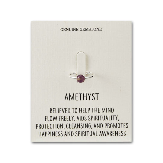 Amethyst Adjustable Ring with Quote Card - Philip Jones Jewellery