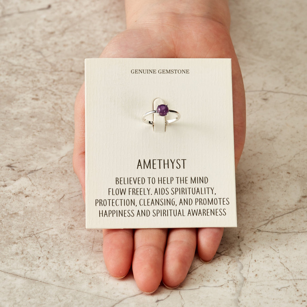 Amethyst Adjustable Ring with Quote Card - Philip Jones Jewellery