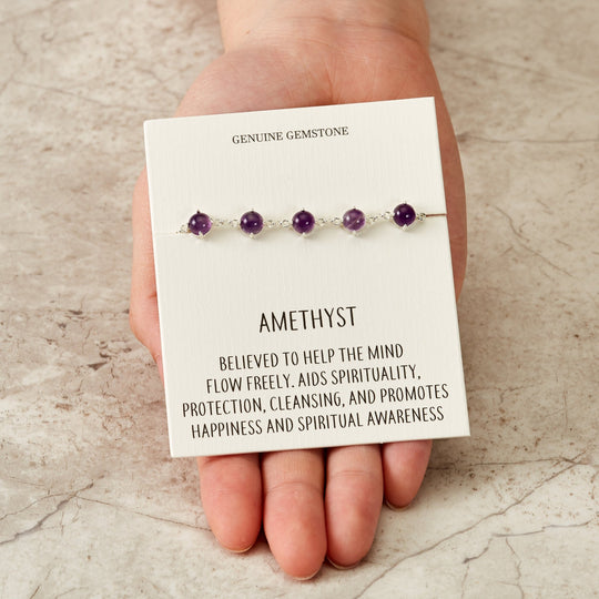 Amethyst Gemstone Bracelet with Quote Card - Philip Jones Jewellery