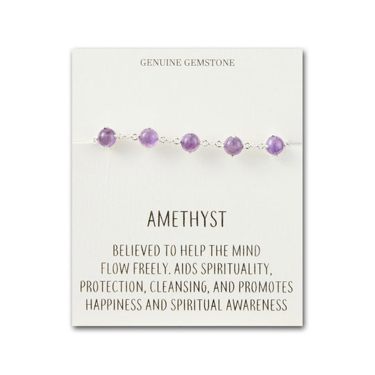 Amethyst Gemstone Bracelet with Quote Card - Philip Jones Jewellery
