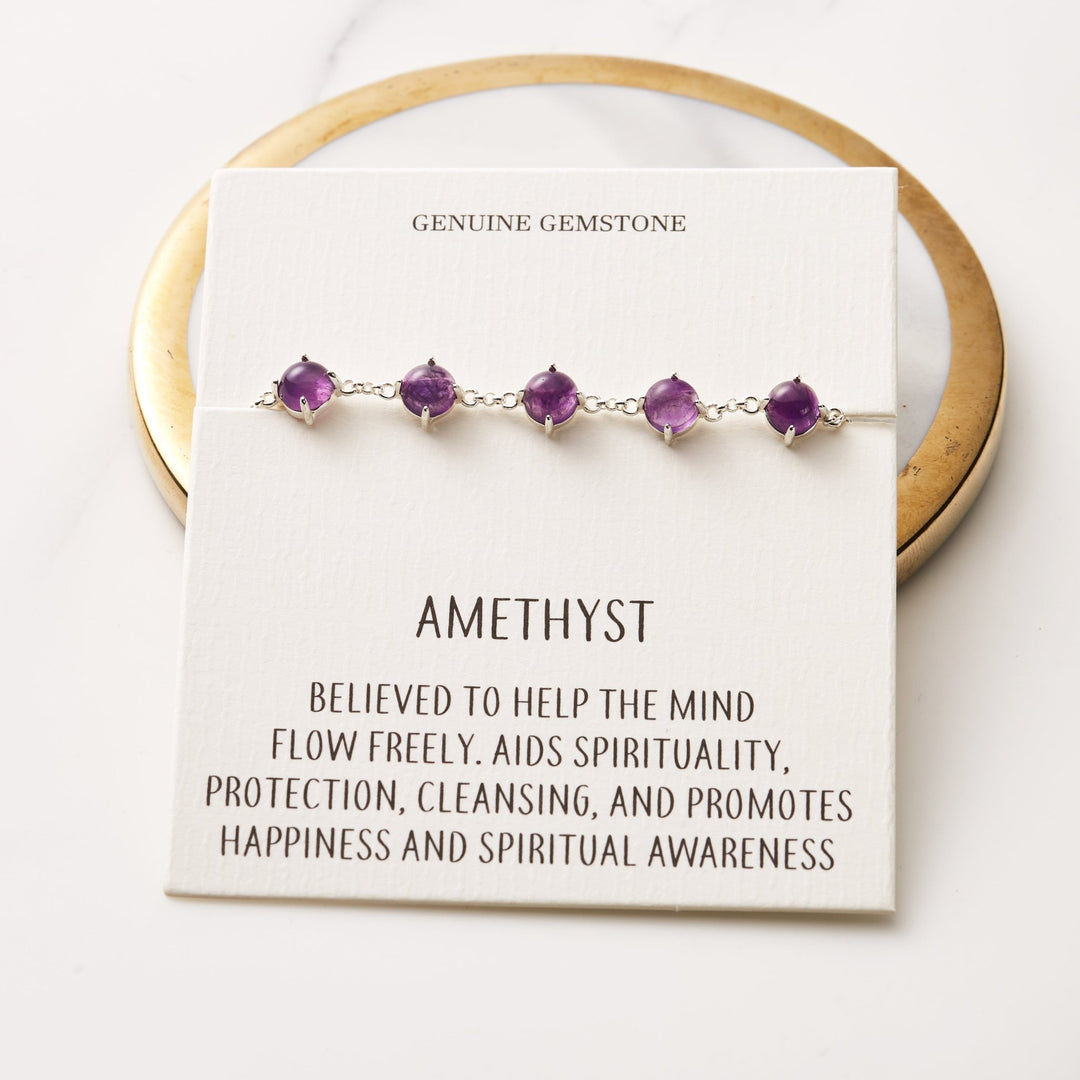 Amethyst Gemstone Bracelet with Quote Card - Philip Jones Jewellery