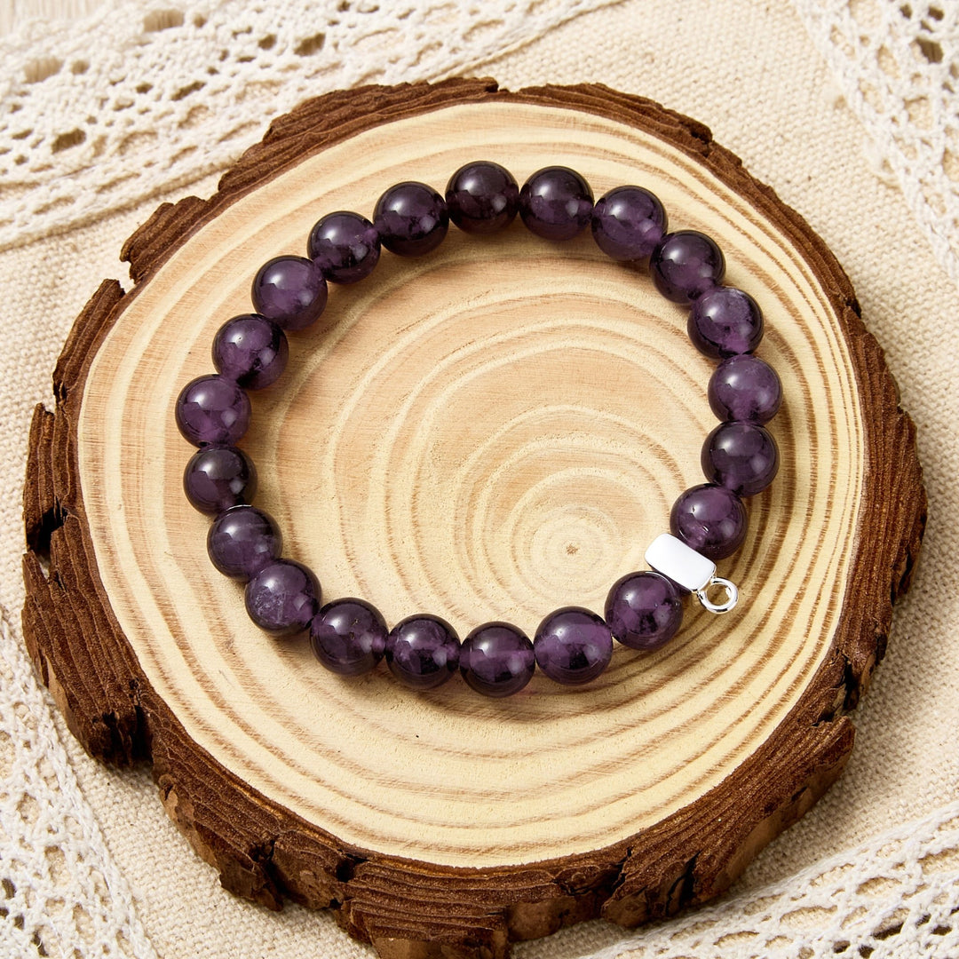 Amethyst Gemstone Charm Stretch Bracelet - Philip Jones Jewellery