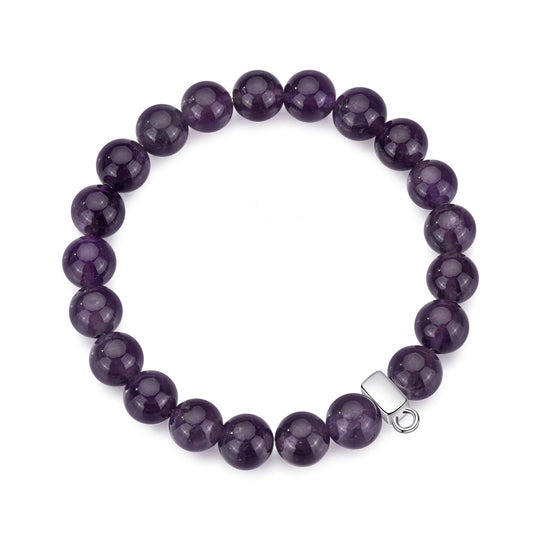 Amethyst Gemstone Charm Stretch Bracelet - Philip Jones Jewellery