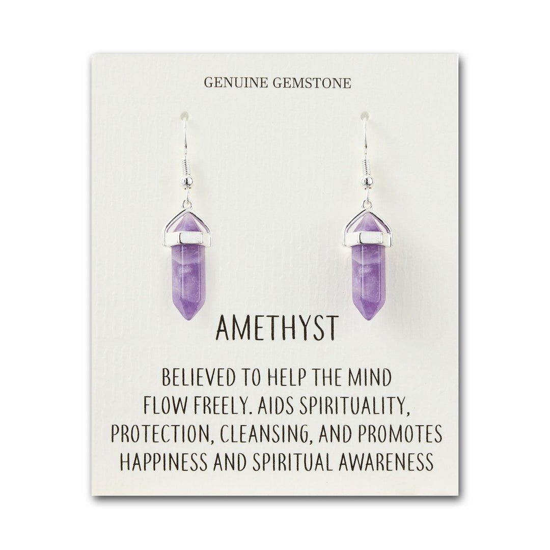 Amethyst Gemstone Drop Earrings with Quote Card - Philip Jones Jewellery