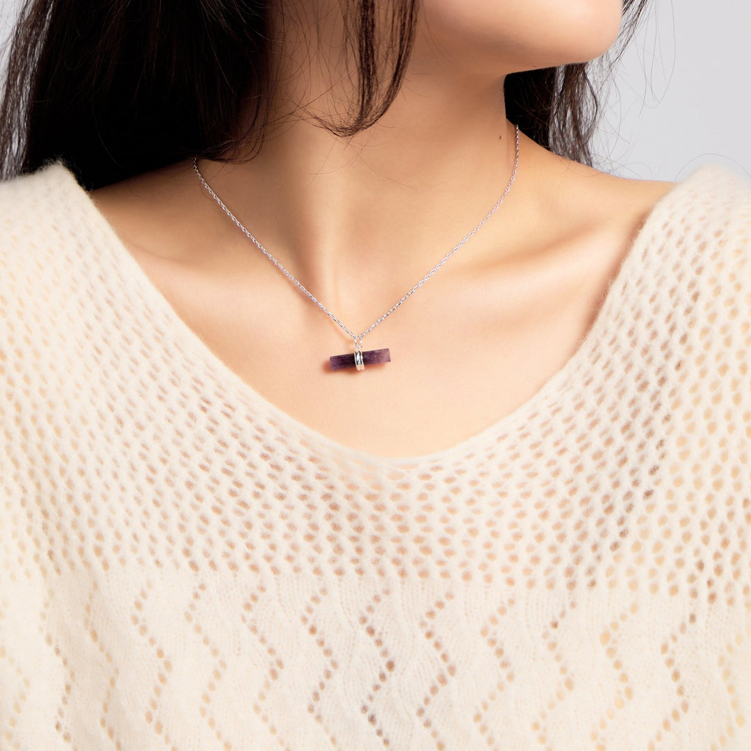Amethyst Gemstone T-Bar Necklace