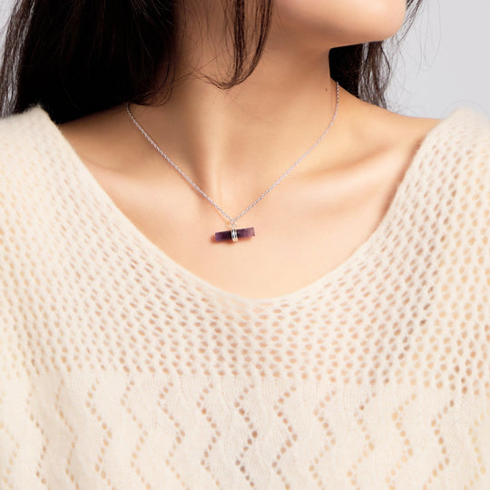 Amethyst Gemstone T-Bar Necklace
