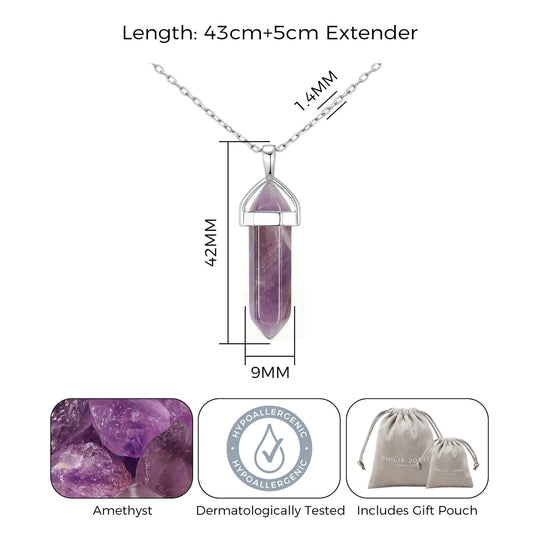 Amethyst Genuine Gemstone Necklace - Philip Jones Jewellery