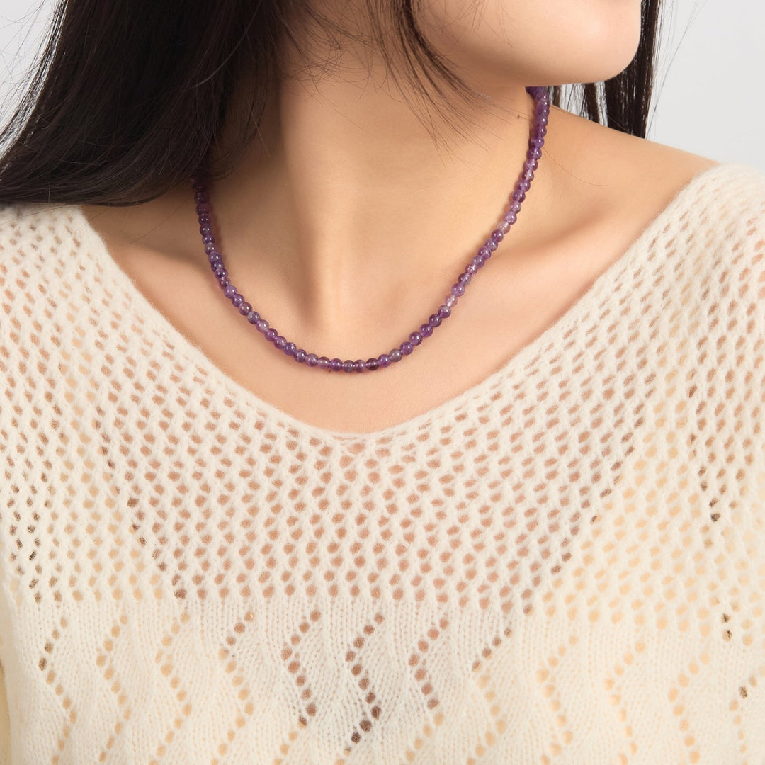 Amethyst Mini Beaded Gemstone Necklace - Philip Jones Jewellery