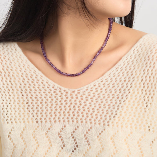 Amethyst Mini Beaded Gemstone Necklace - Philip Jones Jewellery