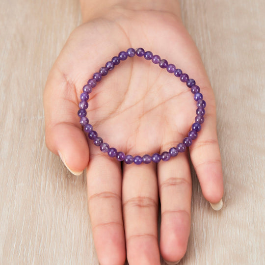Amethyst Mini Beaded Gemstone Stretch Bracelet - Philip Jones Jewellery