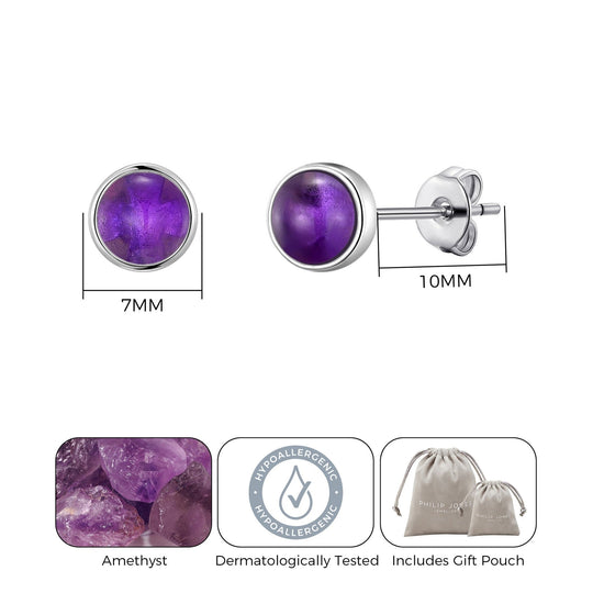 Amethyst Stud Earrings - Philip Jones Jewellery
