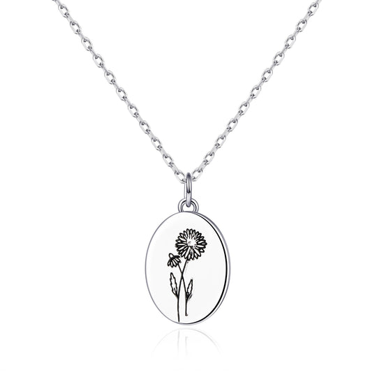 April Birth Flower Daisy Necklace with Card - Philip Jones Jewellery