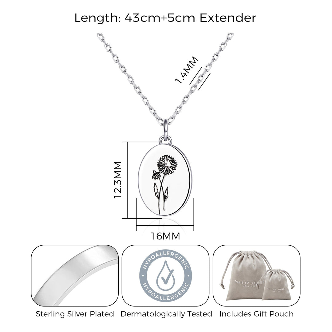 April Birth Flower Daisy Necklace with Card - Philip Jones Jewellery