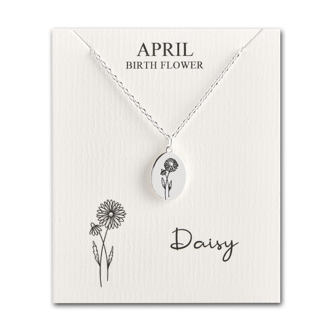 April Birth Flower Daisy Necklace with Card - Philip Jones Jewellery