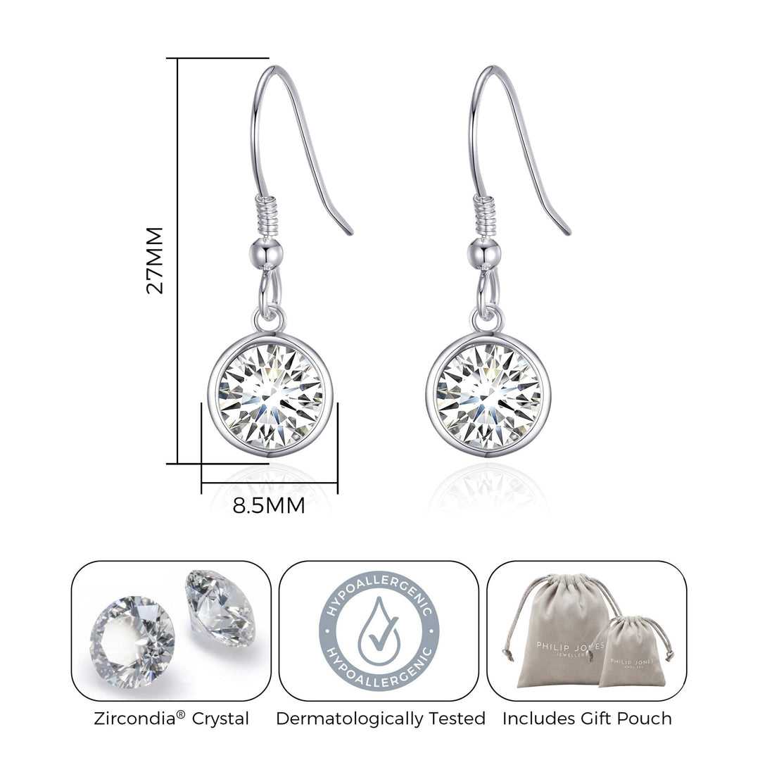 April Birthstone Drop Earrings Created with Diamond Zircondia® Crystals - Philip Jones Jewellery
