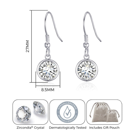April Birthstone Drop Earrings Created with Diamond Zircondia® Crystals - Philip Jones Jewellery