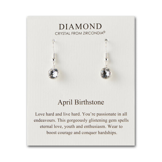 April Birthstone Drop Earrings Created with Diamond Zircondia® Crystals - Philip Jones Jewellery