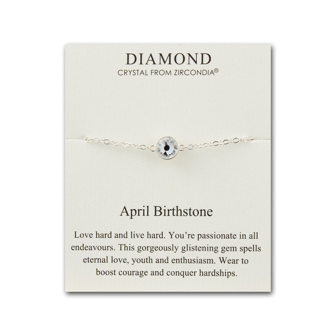 April (Diamond) Birthstone Anklet Created with Zircondia® Crystals - Philip Jones Jewellery