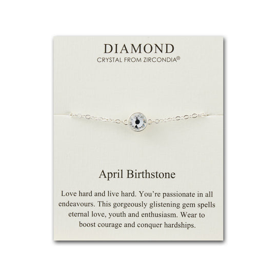 April (Diamond) Birthstone Anklet Created with Zircondia® Crystals - Philip Jones Jewellery