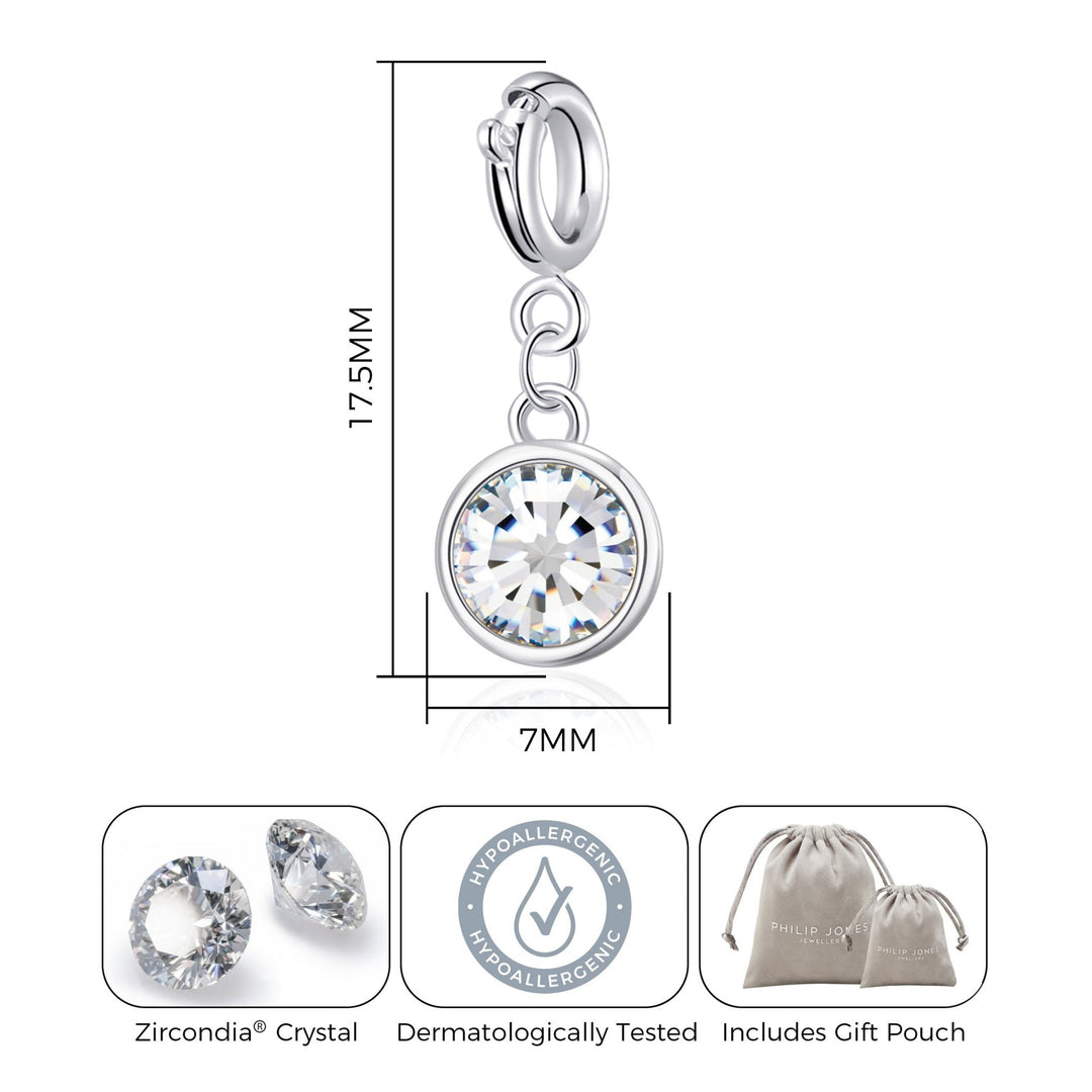 April (Diamond) Birthstone Charm Created with Zircondia® Crystals - Philip Jones Jewellery