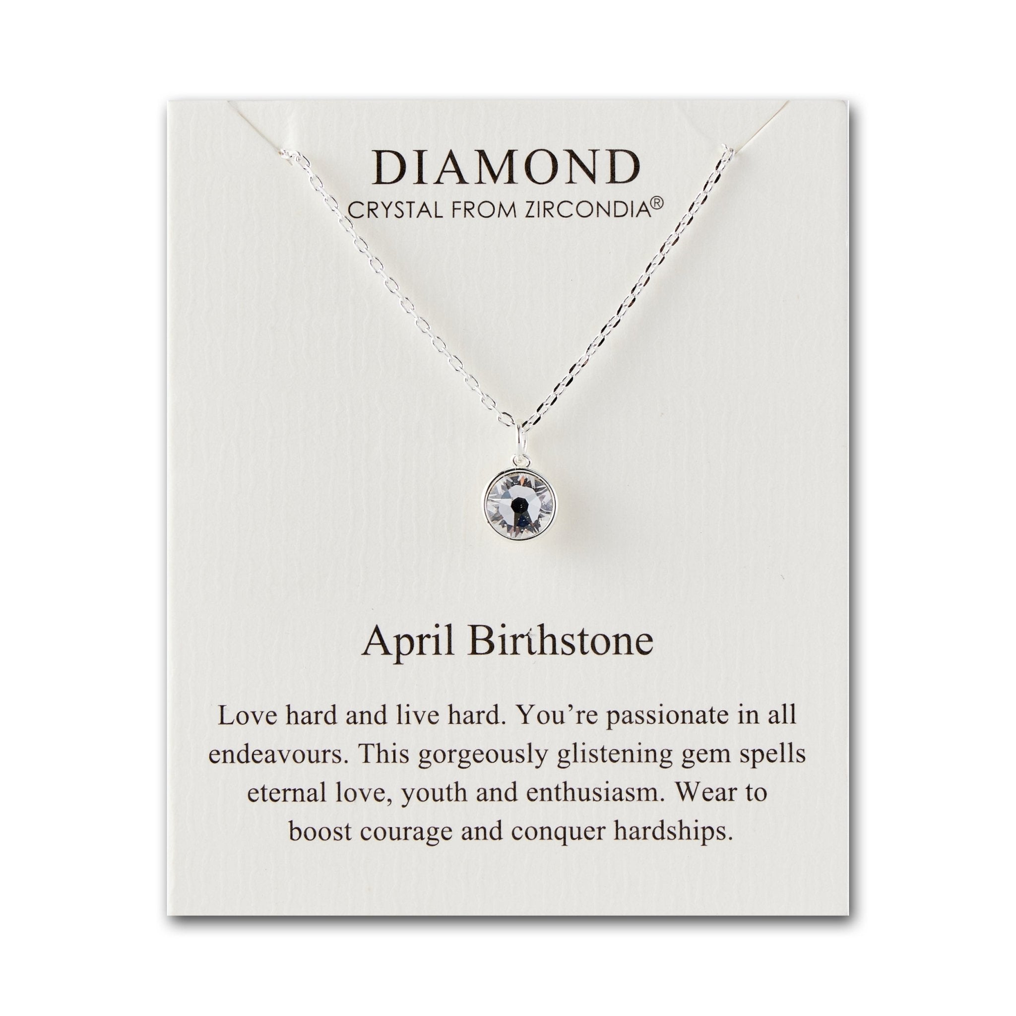 April (Diamond) Birthstone Necklace Created with Zircondia® Crystals - Philip Jones Jewellery