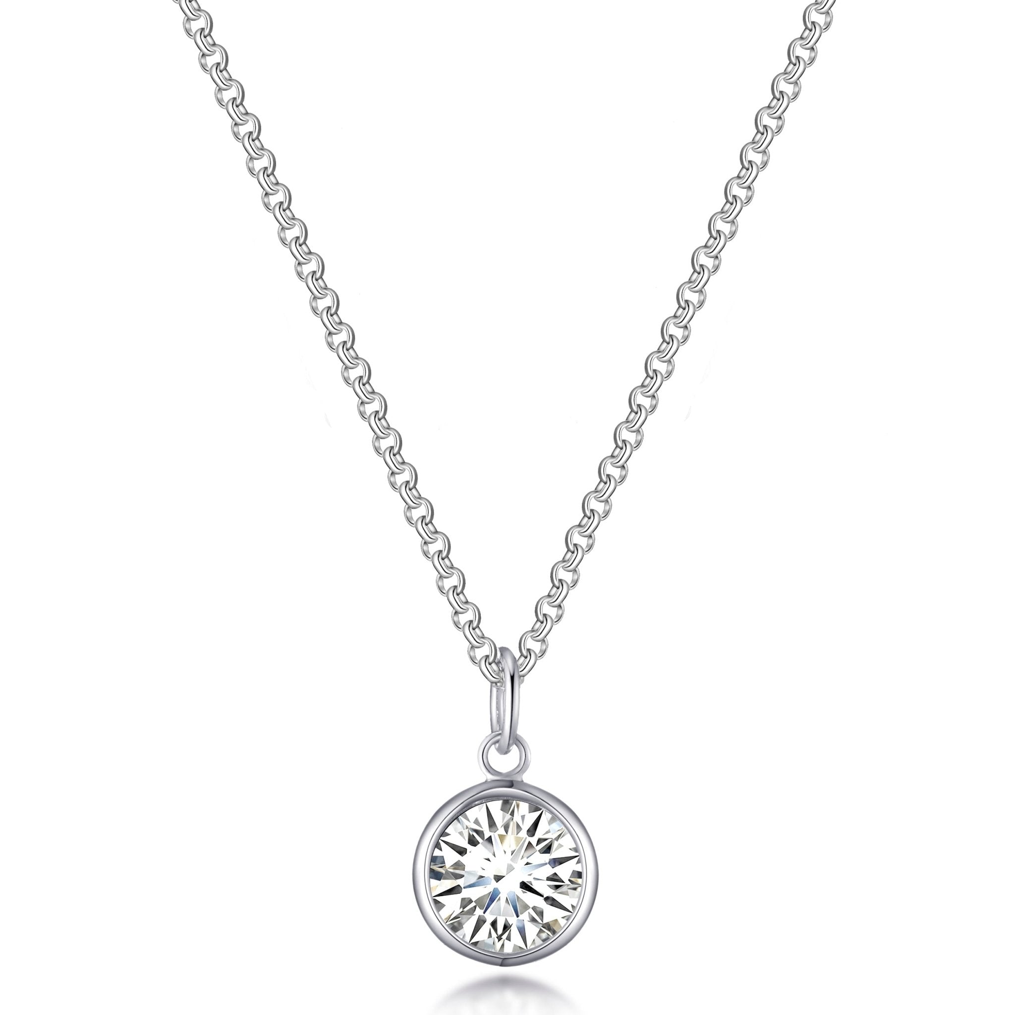 April (Diamond) Birthstone Necklace with Initial Charm (A to Z) Created with Zircondia® Crystals - Philip Jones Jewellery