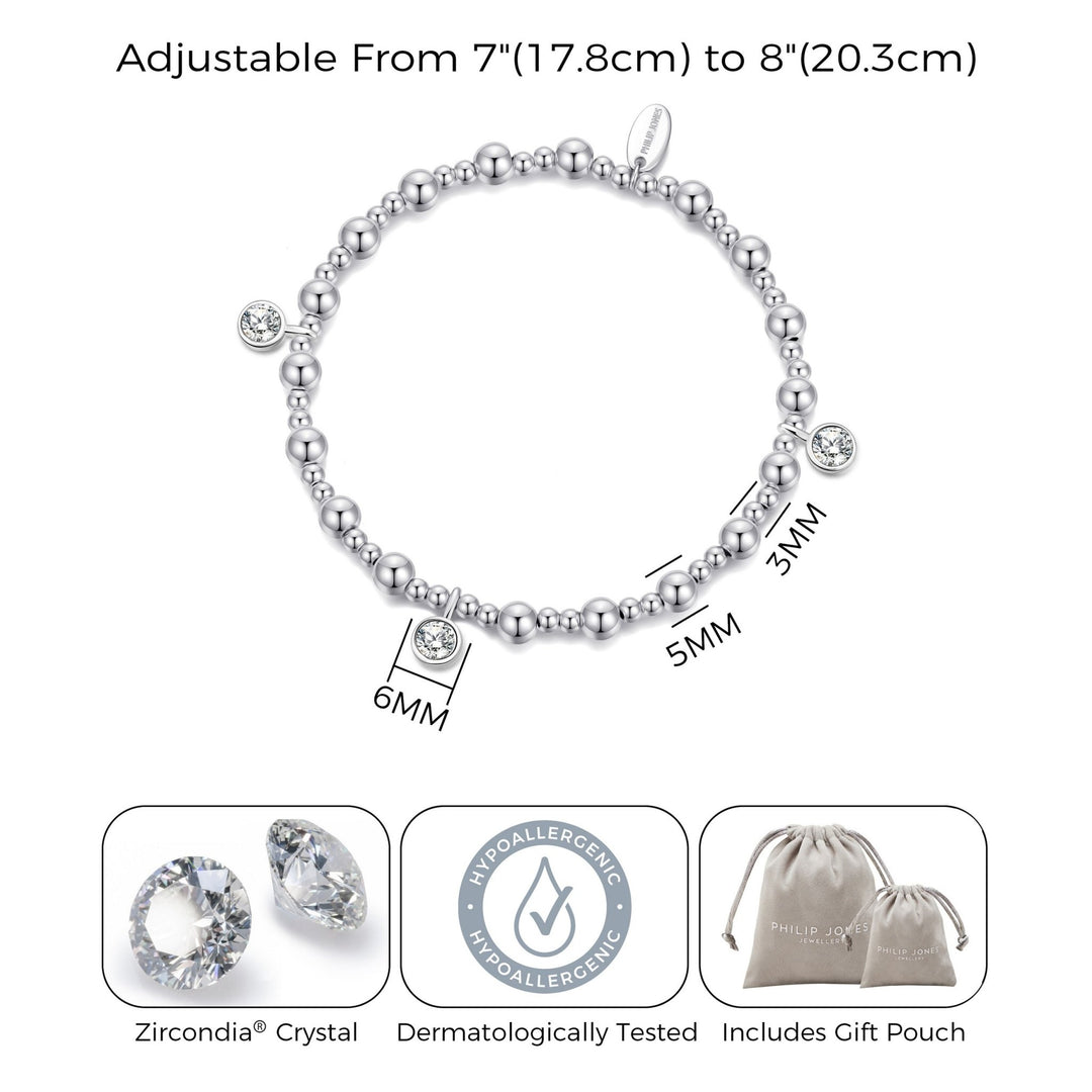April (Diamond) Birthstone Stretch Charm Bracelet with Quote Gift Box - Philip Jones Jewellery
