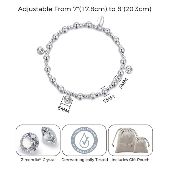 April (Diamond) Birthstone Stretch Charm Bracelet with Quote Gift Box - Philip Jones Jewellery