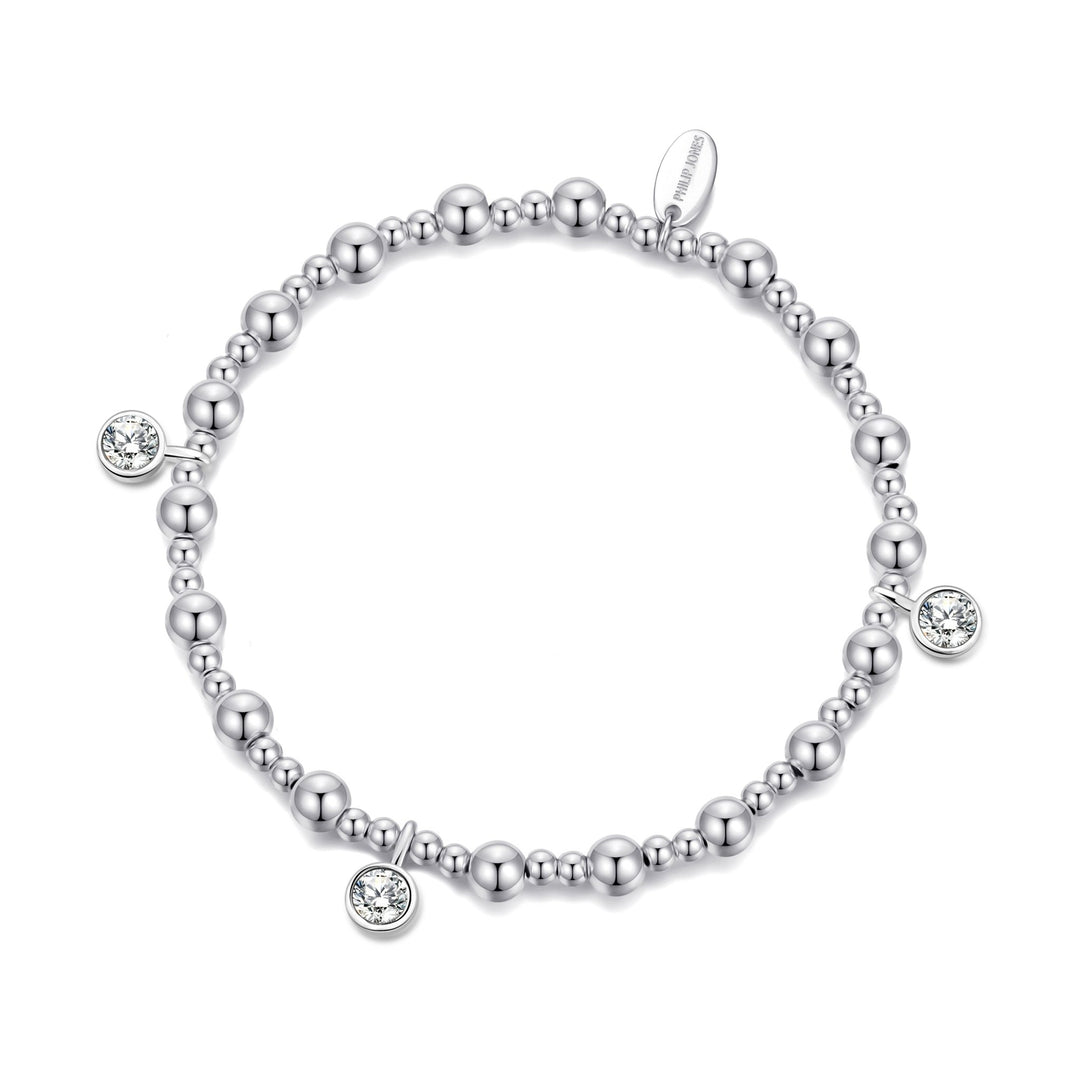 April (Diamond) Birthstone Stretch Charm Bracelet with Quote Gift Box - Philip Jones Jewellery