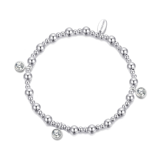 April (Diamond) Birthstone Stretch Charm Bracelet with Quote Gift Box - Philip Jones Jewellery