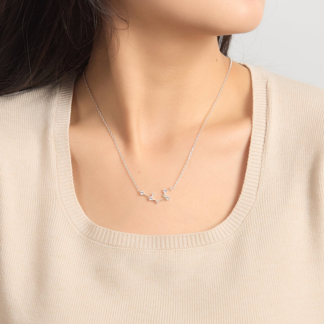 Aquarius Star Sign Zodiac Constellation Necklace with Zircondia® Crystals - Philip Jones Jewellery