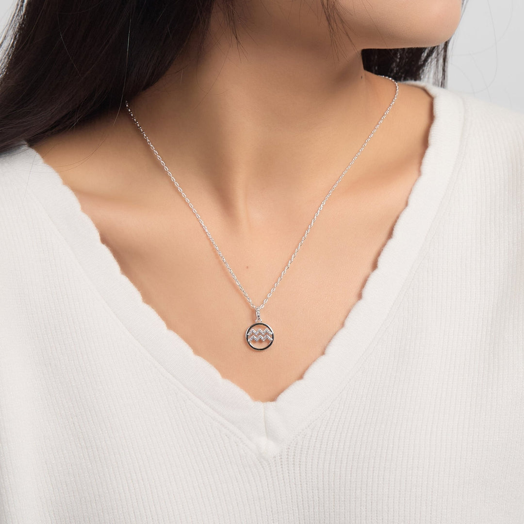 Aquarius Star Sign Zodiac Necklace and Quote Card with Zircondia® Crystals - Philip Jones Jewellery