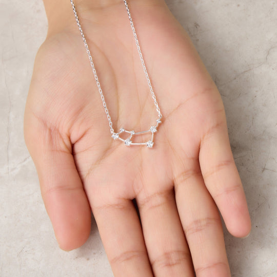 Aries Star Sign Zodiac Constellation Necklace with Zircondia® Crystals - Philip Jones Jewellery