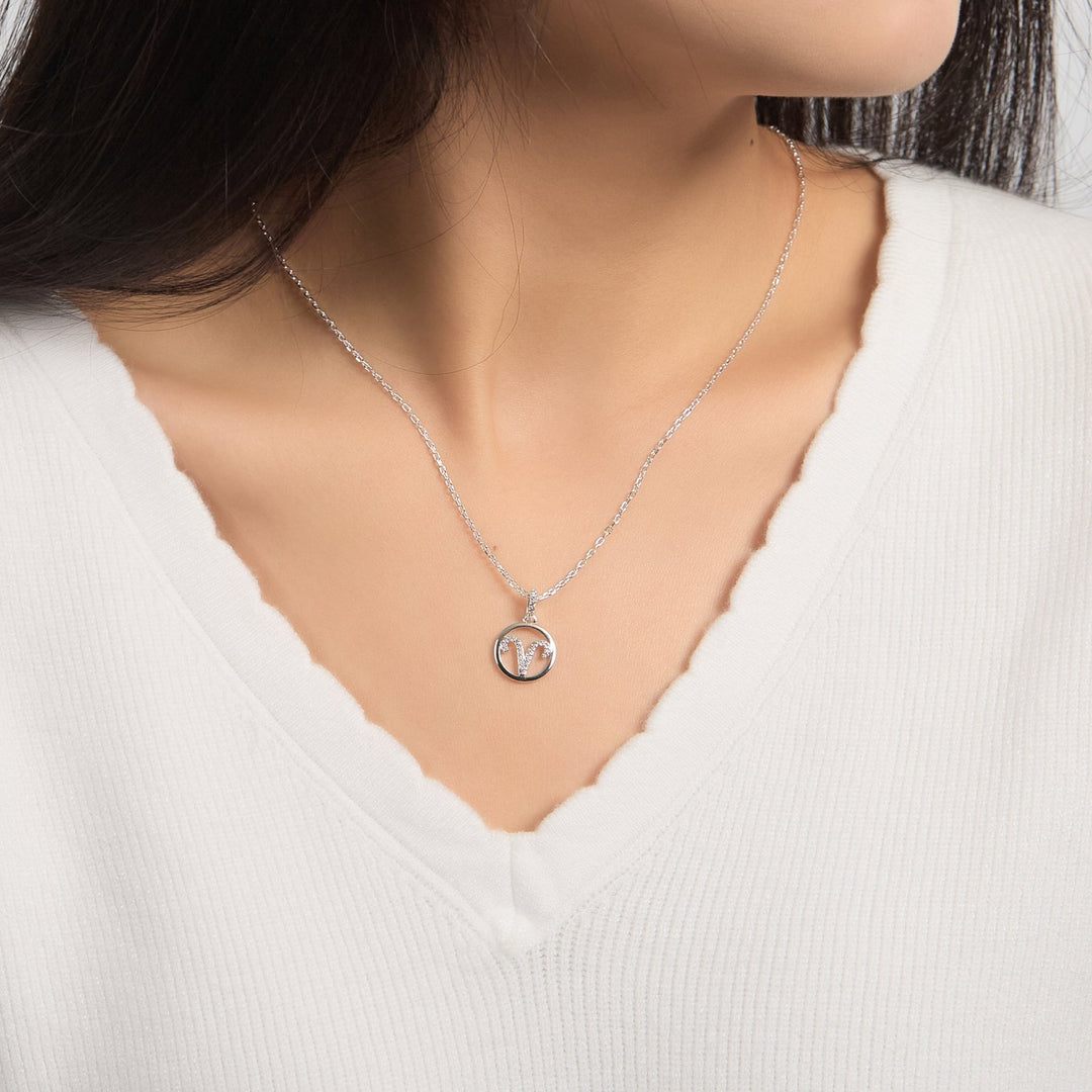 Aries Star Sign Zodiac Necklace with Zircondia® Crystals - Philip Jones Jewellery