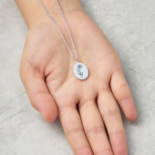 August Birth Flower Poppy Necklace - Philip Jones Jewellery