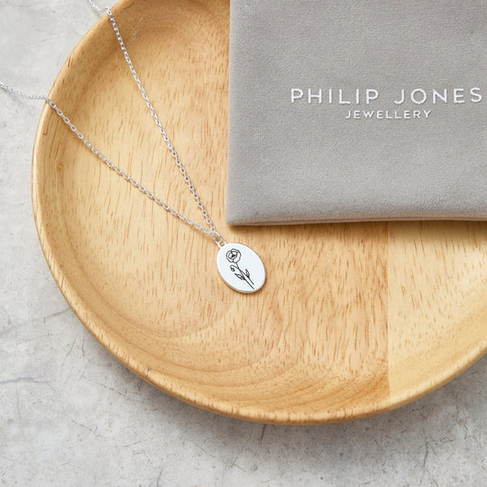 August Birth Flower Poppy Necklace - Philip Jones Jewellery