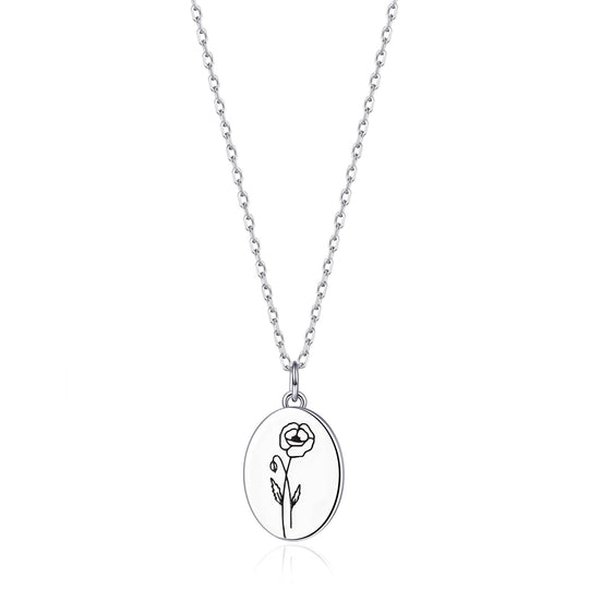August Birth Flower Poppy Necklace with Card - Philip Jones Jewellery