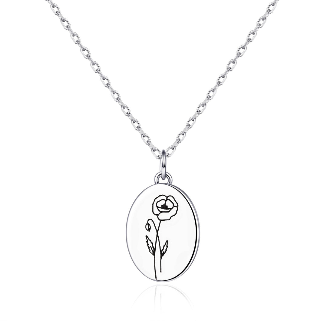 August Birth Flower Poppy Necklace with Card - Philip Jones Jewellery