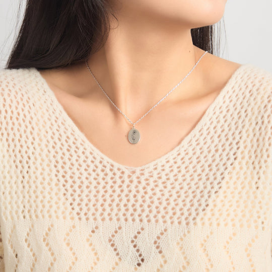 August Birth Flower Poppy Necklace with Card - Philip Jones Jewellery