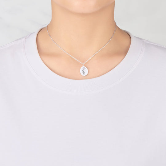 August Birth Flower Poppy Necklace with Card - Philip Jones Jewellery