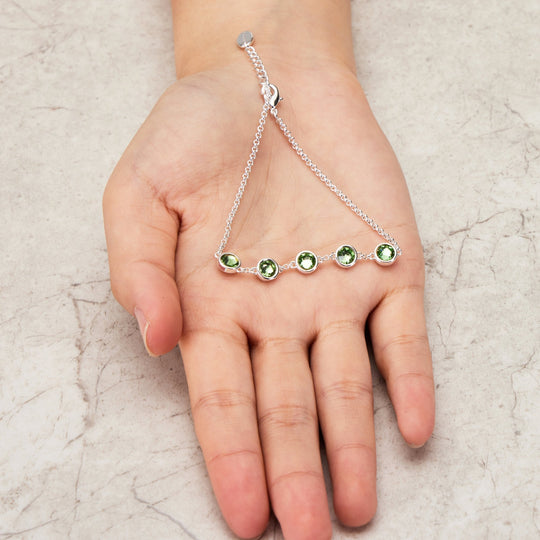 August Birthstone Bracelet Created with Peridot Zircondia® Crystals - Philip Jones Jewellery