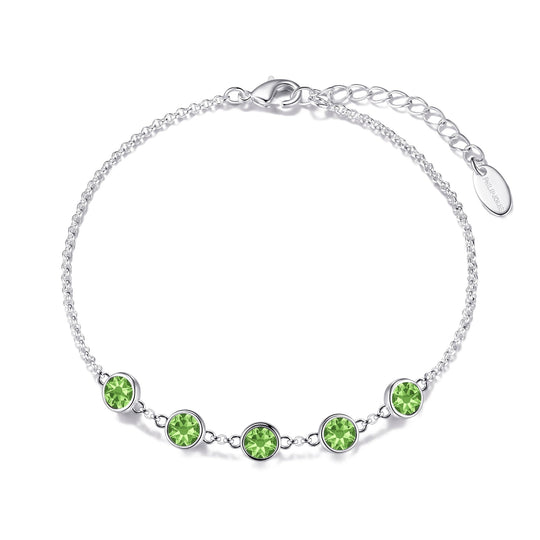August Birthstone Bracelet Created with Peridot Zircondia® Crystals - Philip Jones Jewellery