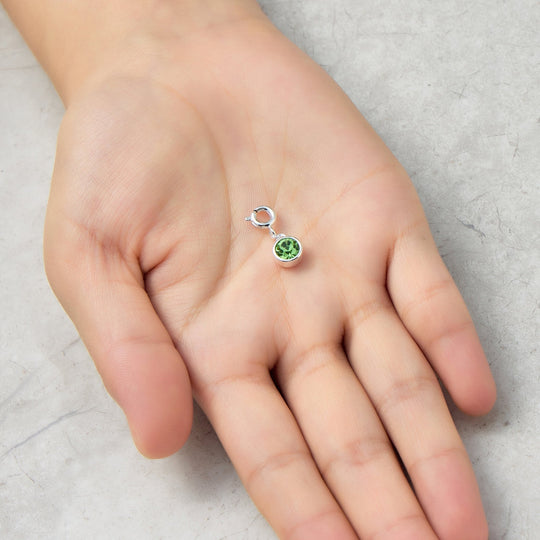 August (Peridot) Birthstone Charm Created with Zircondia® Crystals - Philip Jones Jewellery