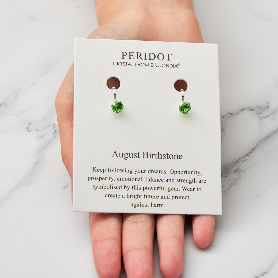 Agosto (Peridoto) Birthstone orecchini a clip creati con cristalli Agosto (Peridoto) Birthstone orecchini a clip creati con cristalli