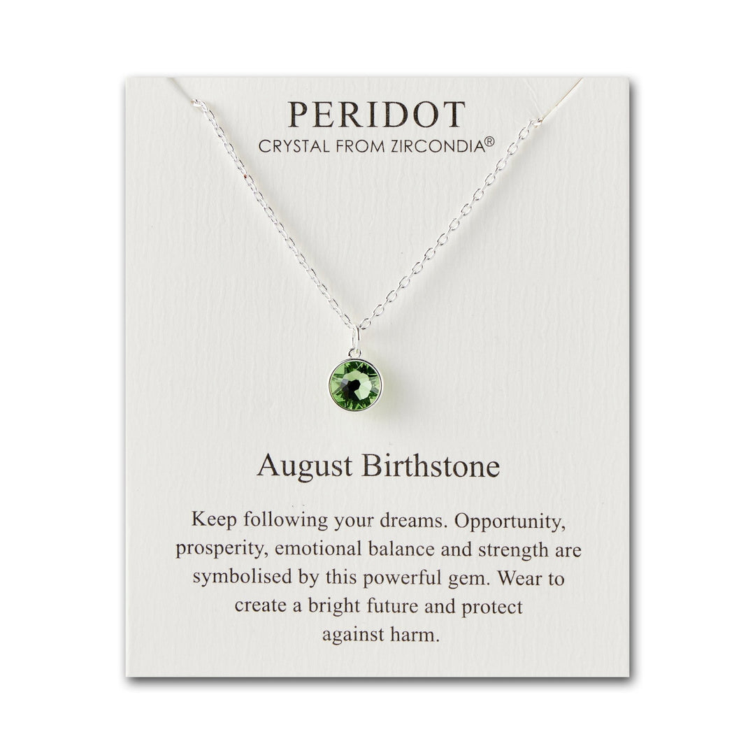 August (Peridot) Birthstone Necklace Created with Zircondia