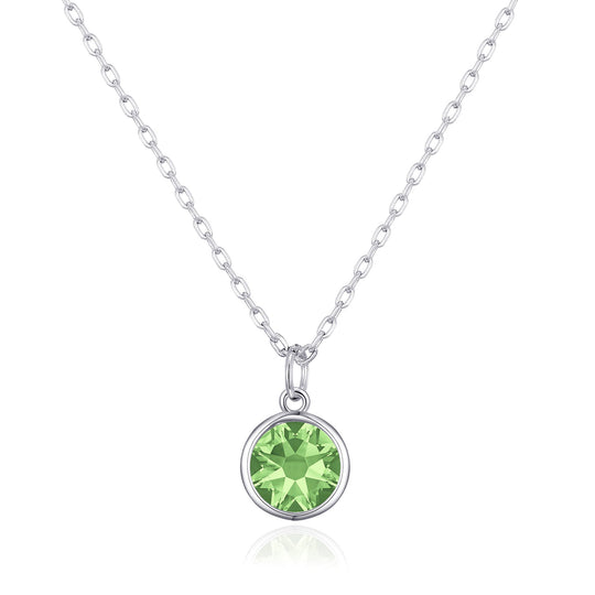 August (Peridot) Birthstone Necklace Created with Zircondia® Crystals - Philip Jones Jewellery