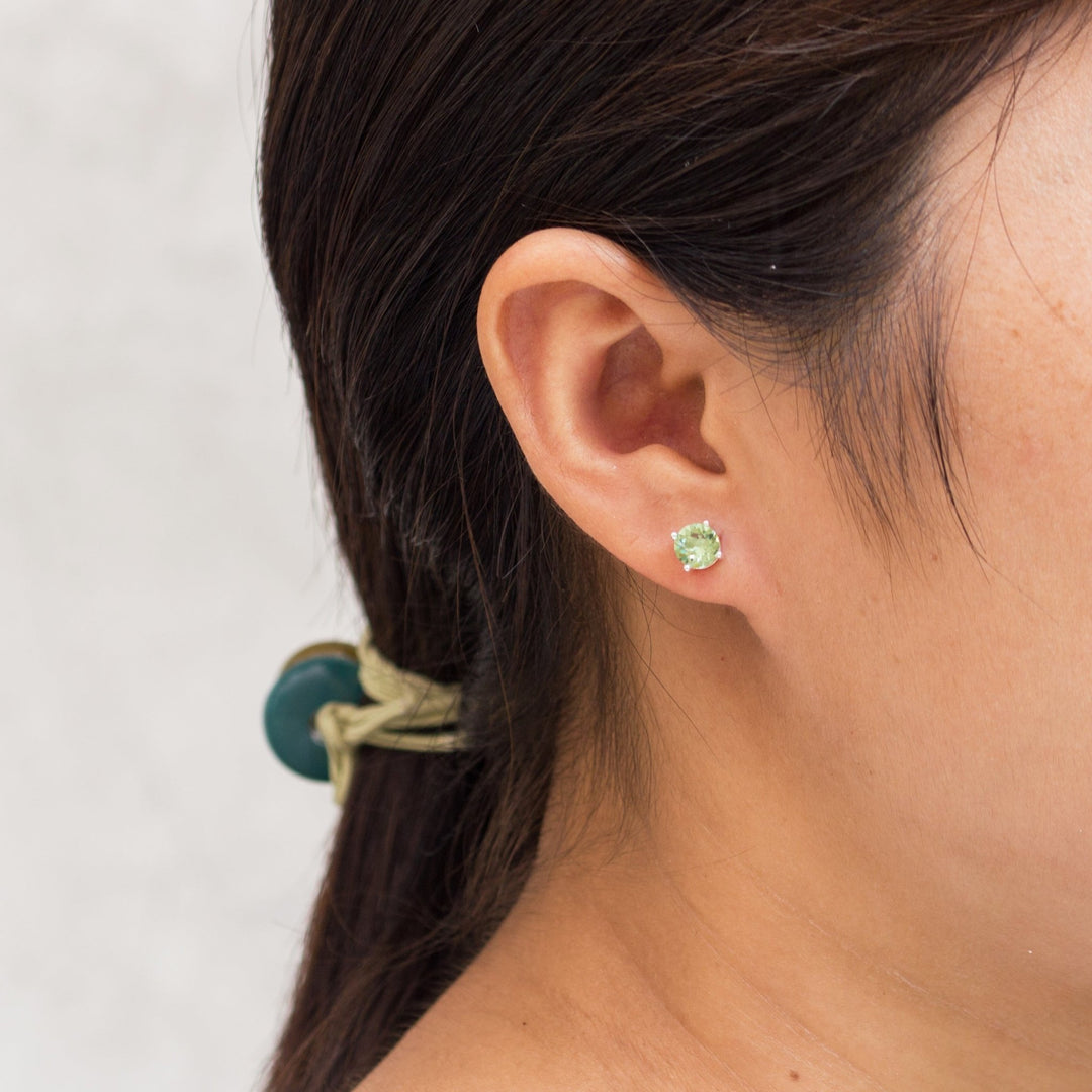 August (Peridot) Birthstone Necklace & Earrings Set Created with Zircondia® Crystals - Philip Jones Jewellery