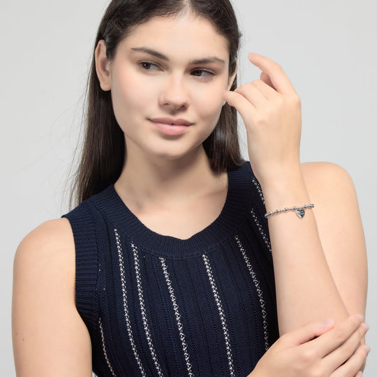 Auntie Heart Charm Beaded Stretch Bracelet